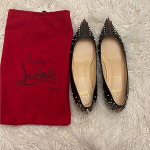 Christian Louboutin Black Studded Flats